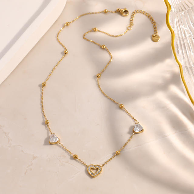 Stainless Steel Necklace for Women Non-Fading diamond heart necklace
