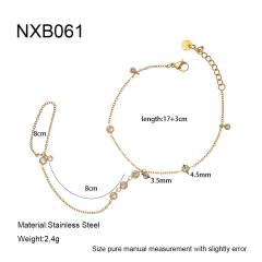 Light Luxury 18K Gold-Plated Integrated Bracelet Ring Stainless Steel Zircon-Encrusted ring bracelet