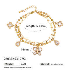 Ins-Style Exquisite Butterfly Flower Design Zircon Bracelet charm bracelet stainless steel bracelet