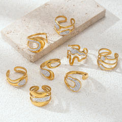 Stainless Steel rings diamond geometric line rings for women