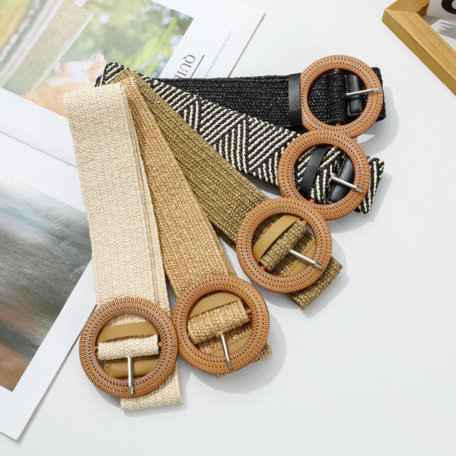 PP Grass Fashion Wide Waist Belt Woven Forest Style Skirt Belt