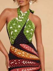 Summer Style Positioning Print Floral Cross-Back Versatile Dress