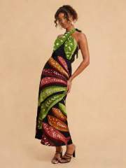 Summer Style Positioning Print Floral Cross-Back Versatile Dress