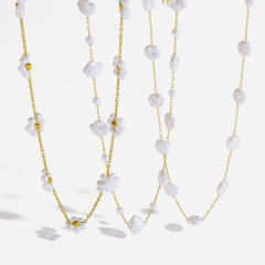 18K Gold-Plated Stainless Steel necklace Pearl Necklace Shell Flower Imitation Pearl Chain necklace for women