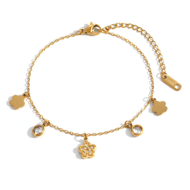 Sweet diamond charm stainless steel bracelet holiday bracelet