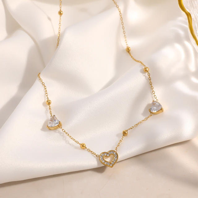 Stainless Steel Necklace for Women Non-Fading diamond heart necklace