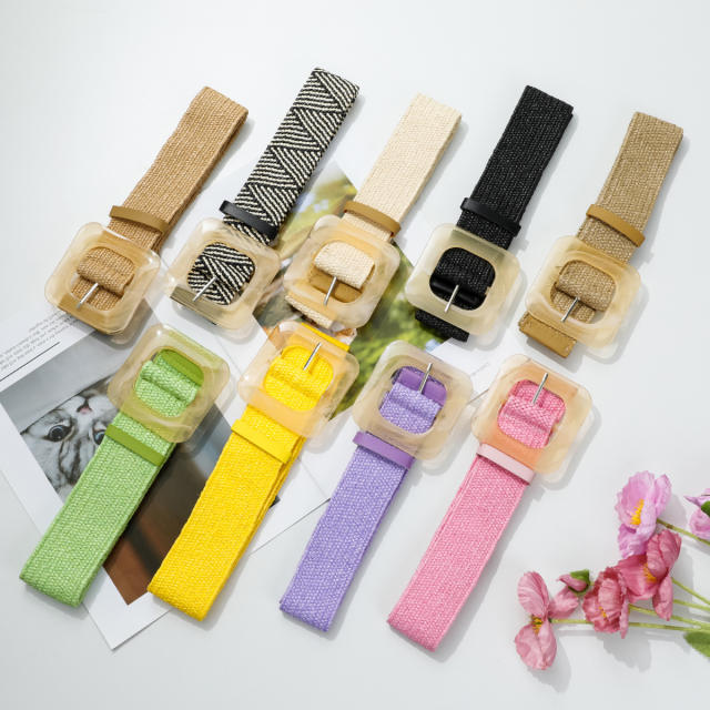 PP Grass Fashion Wide Waist Belt Woven Forest Style Skirt Belt