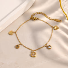Hot sale diamond heart charm stainless steel bracelet
