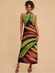 Summer Style Positioning Print Floral Cross-Back Versatile Dress