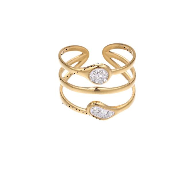 Stainless Steel rings diamond geometric line rings for women