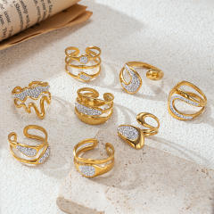 Stainless Steel rings diamond geometric line rings for women