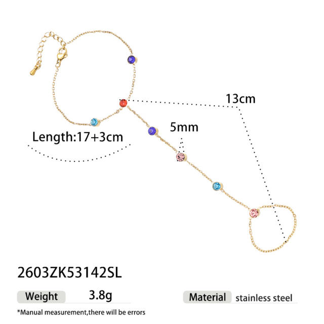 18K Gold Diamond-Encrusted Bracelet Light Luxury clover stainless steel bracelet ring bracelet