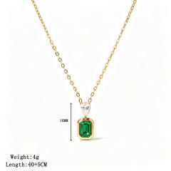 Dainty colorful heart crystal pendant stainless steel necklace