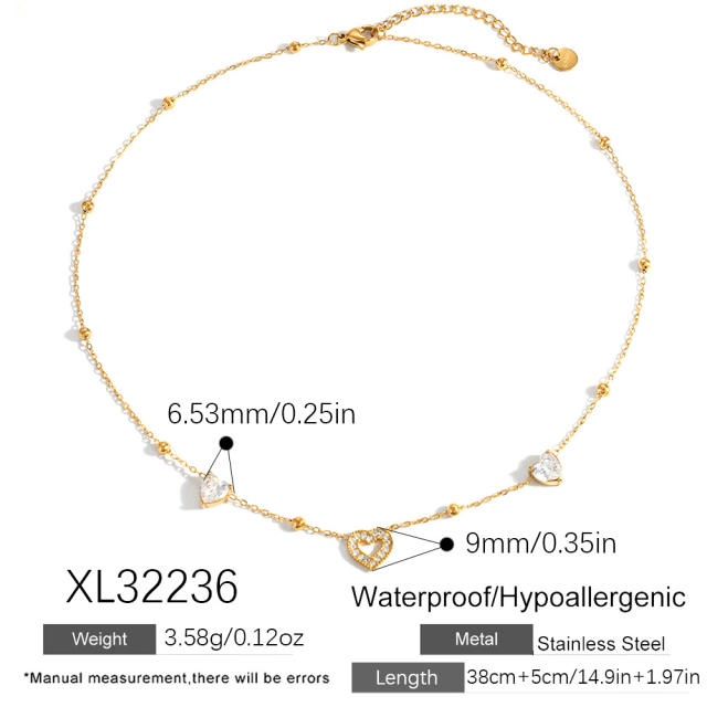 Stainless Steel Necklace for Women Non-Fading diamond heart necklace