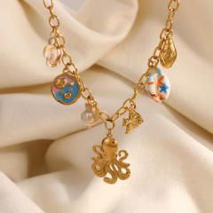 Marine Wind Exaggerated Animals charm stainless steel necklace