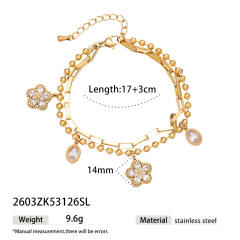 Ins-Style Exquisite Butterfly Flower Design Zircon Bracelet charm bracelet stainless steel bracelet