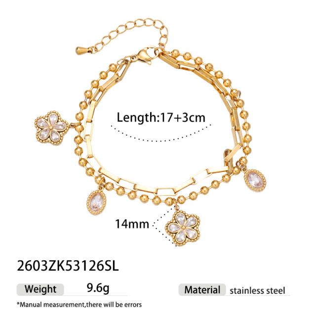 Ins-Style Exquisite Butterfly Flower Design Zircon Bracelet charm bracelet stainless steel bracelet