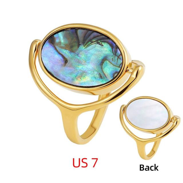 18K gold natural pearl shell abalone necklace ring vintage pendant ring earrings jewelry
