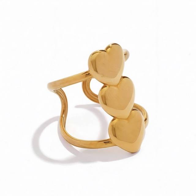 INS smooth heart geometric stainless steel rings