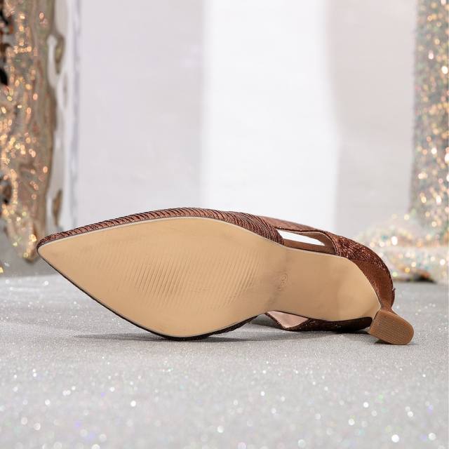 Brown Leg Zipper High Heels Mueller Women's Shoes Stiletto Heels