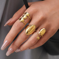 INS smooth heart geometric stainless steel rings