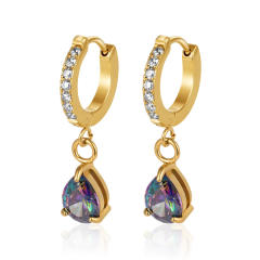 Elegant gorgeous drop diamond stainless steel earrings huggie earrings