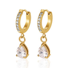 Elegant gorgeous drop diamond stainless steel earrings huggie earrings
