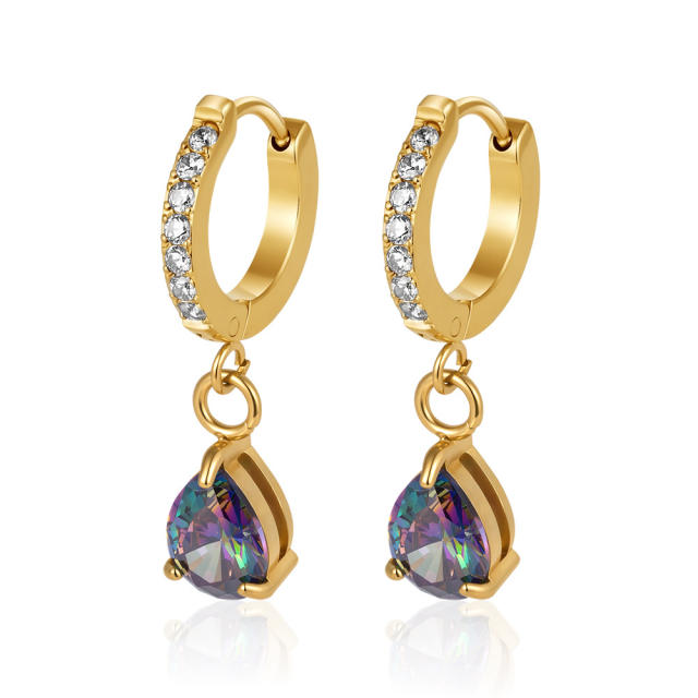 Elegant gorgeous drop diamond stainless steel earrings huggie earrings