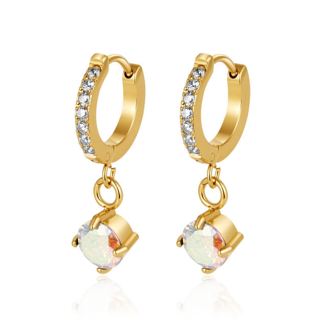 Elegant gorgeous drop diamond stainless steel earrings huggie earrings