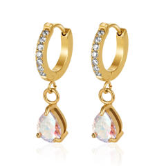 Elegant gorgeous drop diamond stainless steel earrings huggie earrings