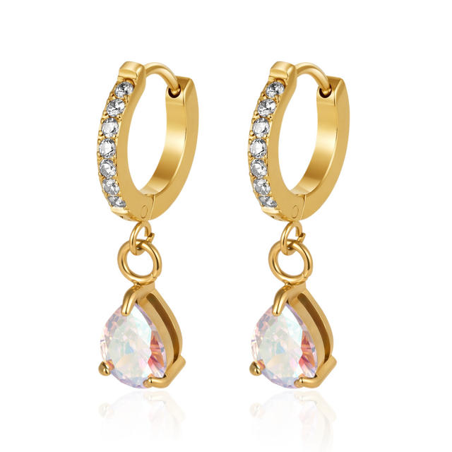 Elegant gorgeous drop diamond stainless steel earrings huggie earrings