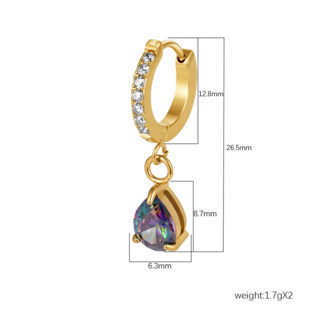 Elegant gorgeous drop diamond stainless steel earrings huggie earrings