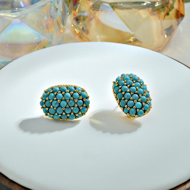 Turquoise Earrings Elegant Pearl Earrings 925 Silver Needle Trendy earrings for women