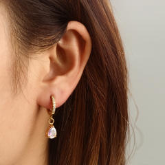 Elegant gorgeous drop diamond stainless steel earrings huggie earrings