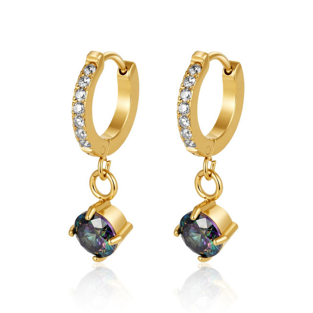 Elegant gorgeous drop diamond stainless steel earrings huggie earrings