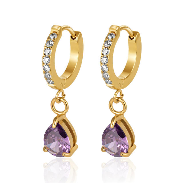 Elegant gorgeous drop diamond stainless steel earrings huggie earrings