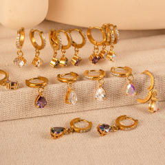 Elegant gorgeous drop diamond stainless steel earrings huggie earrings