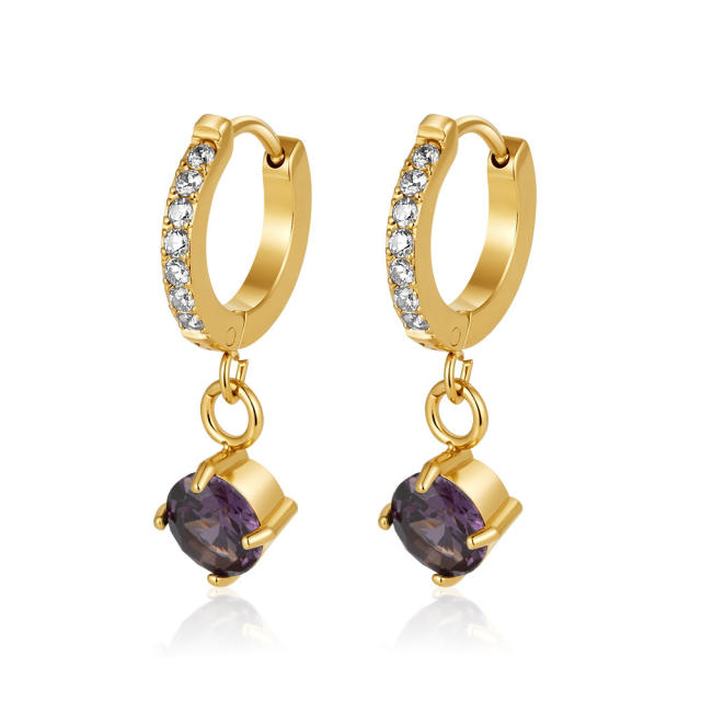 Elegant gorgeous drop diamond stainless steel earrings huggie earrings