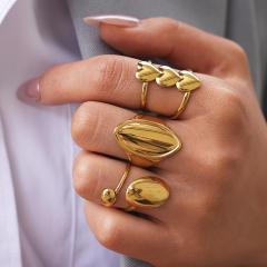 INS smooth heart geometric stainless steel rings