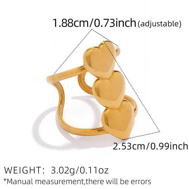 INS smooth heart geometric stainless steel rings