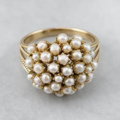 Vintage Chanel-Style Faux Pearl Ring for Women