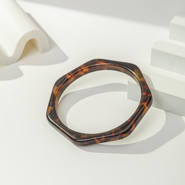 Sexy Leopard Print Resin Bracelet Unique Irregular Circular Gradient arcylic bangle