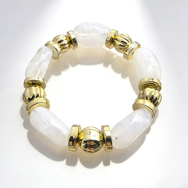 Fashion Retro Irregular Acrylic Resin Bracelet for Women Maillard Colorful Elastic Bracelet Wholesale