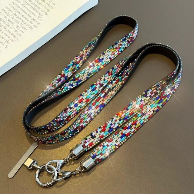 Sparkling Rhinestone Phone Lanyard Long Crossbody Strap Anti-Loss Strap Accessory