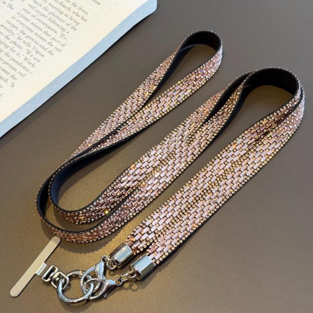 Sparkling Rhinestone Phone Lanyard Long Crossbody Strap Anti-Loss Strap Accessory