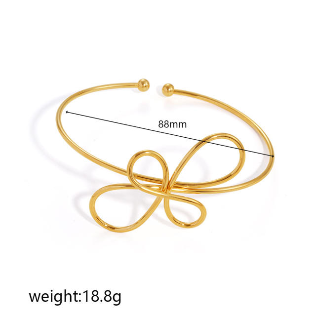 Twist Versatile Geometric Open Arm Bracelet for Women stainless steel arm bangle
