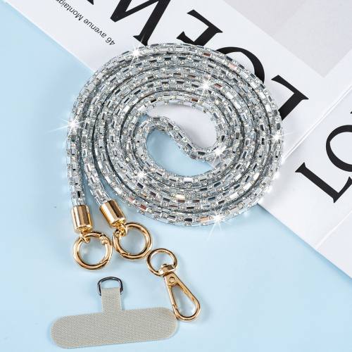 Fashionable Light Luxury Sequin Rhinestone Phone Lanyard Long Crossbody Chain Rhinestone Versatile Strap Pendant Bag Accessory