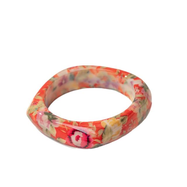 Ins-Style Geometric Square Irregular Gradient Pattern Resin Bracelet Personalized acrylic bangle