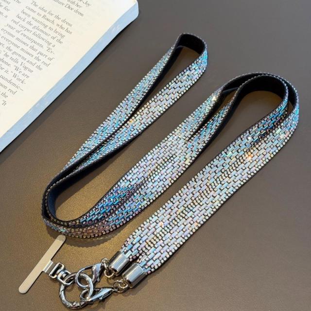 Sparkling Rhinestone Phone Lanyard Long Crossbody Strap Anti-Loss Strap Accessory