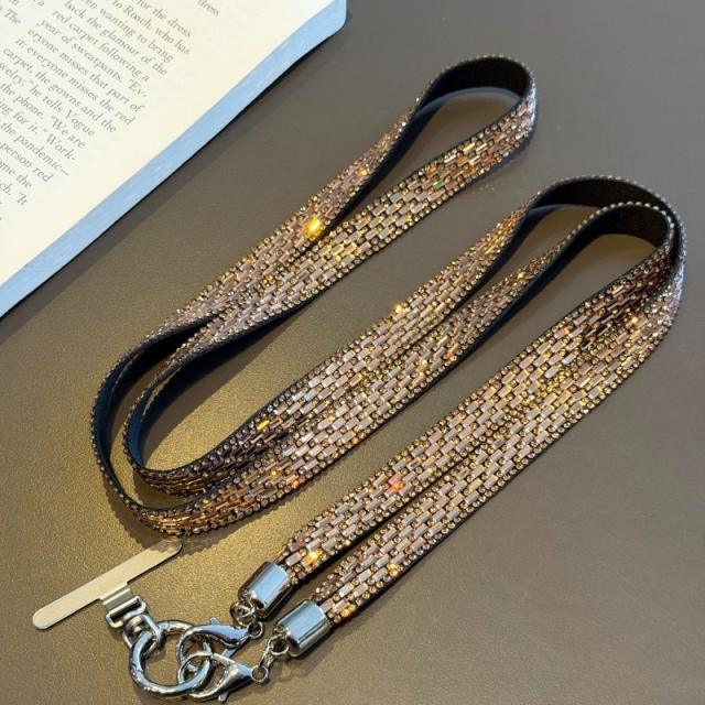 Sparkling Rhinestone Phone Lanyard Long Crossbody Strap Anti-Loss Strap Accessory